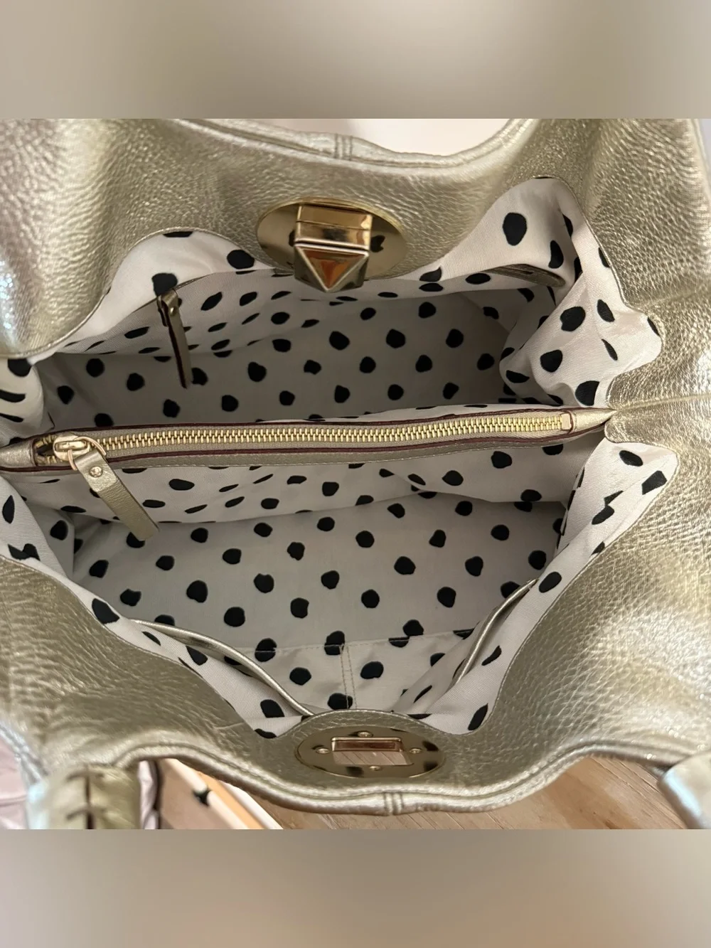 Kate Spade gold metallic bag